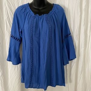 Melissa Paige Blue Blouse with bell sleeves